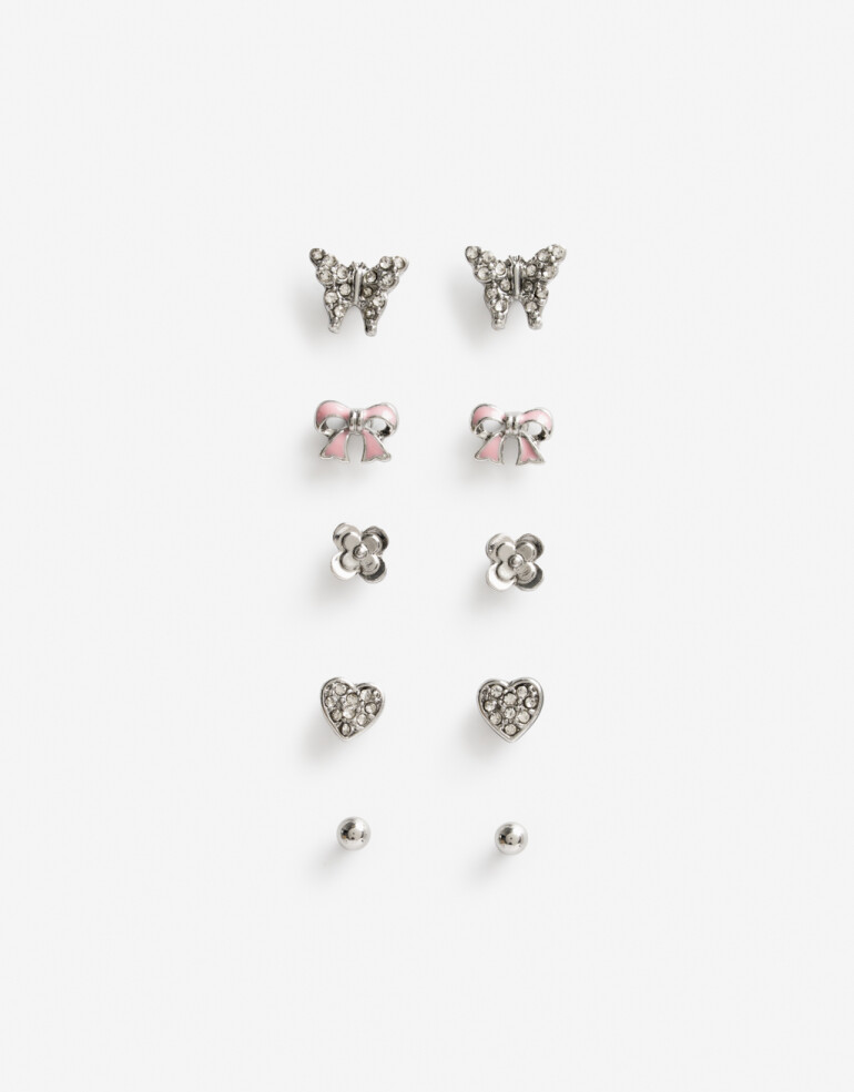 Aros Sets Metal Set De Aros Pasantes Plateado - Plateado Rodio