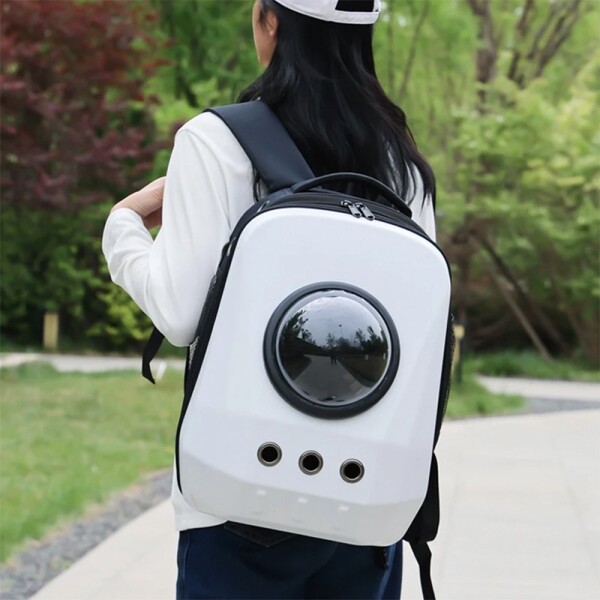 Mochila Transportadora Rigida Bolso Mascota Space Gato Perro Color Variante Blanco