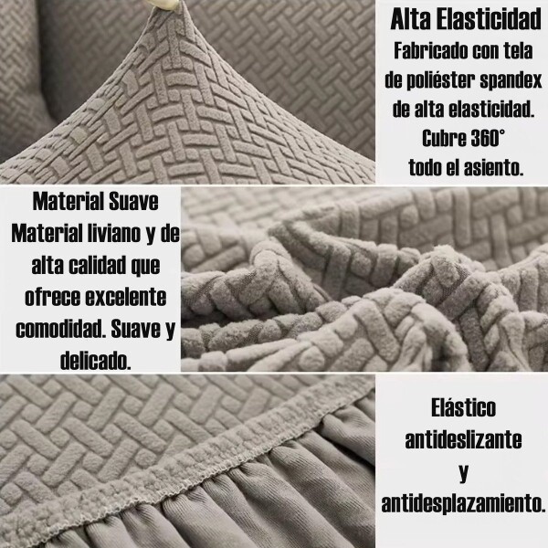 Funda Cubre Sillas Elastizado Lavable Tela Premium Textura ® Variante Color Beige
