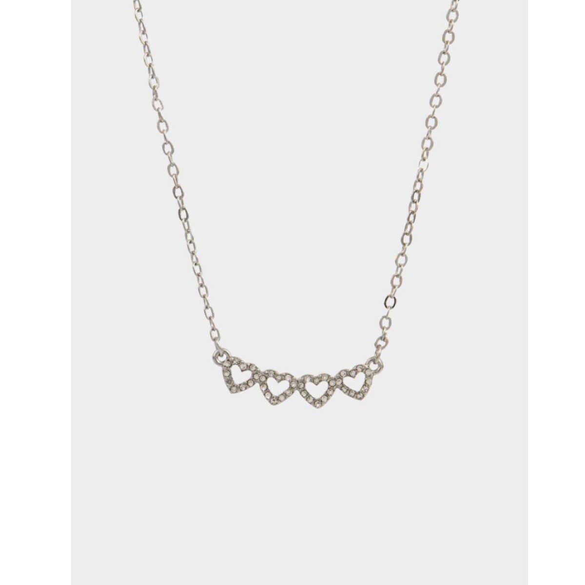 Collar Con Corazones - Plateado 