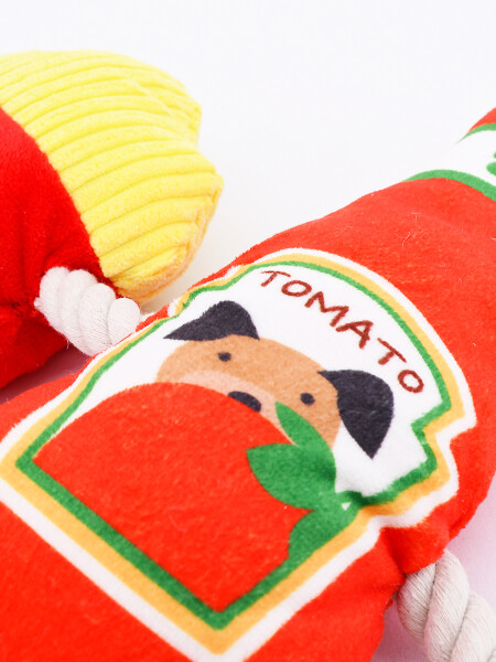 JUEGO PAPAS Y KETCHUP PARA MASCOTAS ROJO