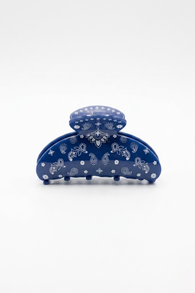 Broche ovalado paisley azul