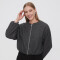 Campera Terry Gris Melange Oscuro
