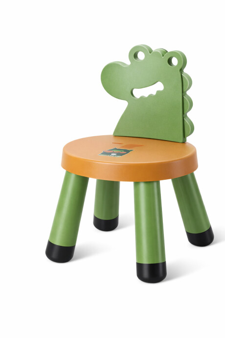 Banquito Infantil Dinosaurio Con Respaldo Silla Niño 32x49cm Verde