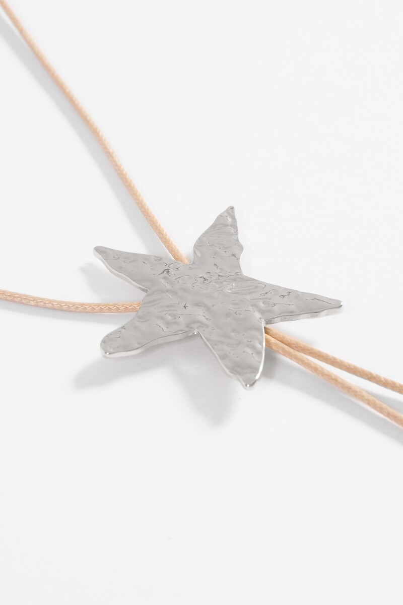 Collar cordón estrella metálica plateado