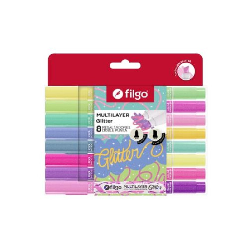 Filgo Resaltador Creativo Doble Punta Multilayer - Estuche 8 Filgo Resaltador Creativo Doble Punta Multilayer - Estuche 8