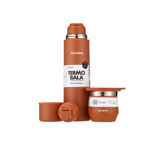kit termo 750ml bala + mate flap terracota 001