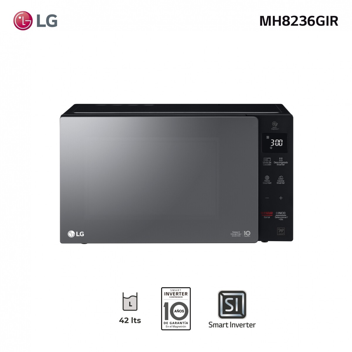 Microondas Lg MH8236GIR Inverter con Grill 42L 