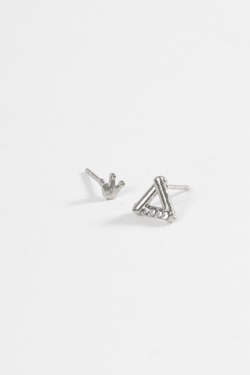 Caravanas acero pin queen plateado