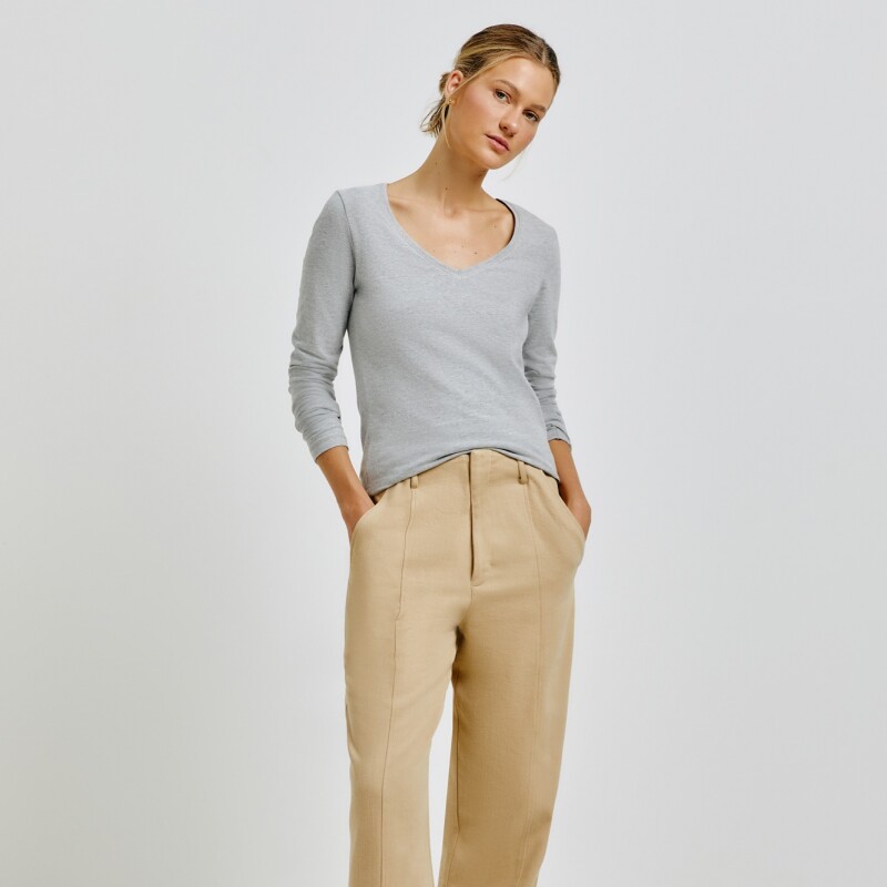 BLUSA ML FEM CINZA MESCLA