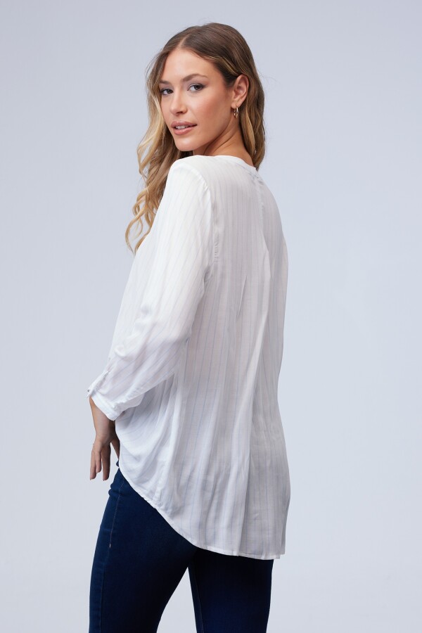 Blusa Lineas Botones BLANCO/AZUL