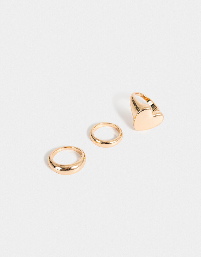 Sets Anillos Con corazón Set De Anillos Con Corazón - Dorado
