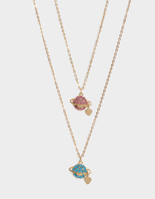 Collares para compartir Con strass Set De Collares Para Compartir De Planetas - Dorado