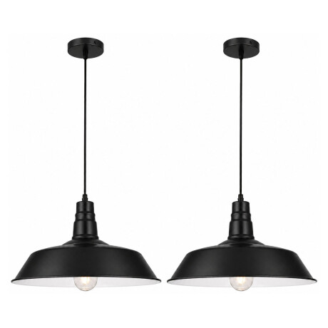 Pack x2 Lámpara Colgante Vintage E27 Acero Retro Decorativa Negro