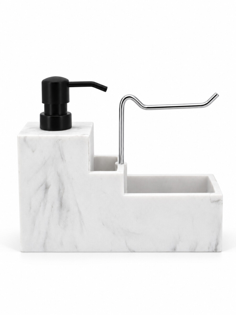 DISPENSADOR CON PORTA ESPONJA Y PAÑO - OFF WHITE 