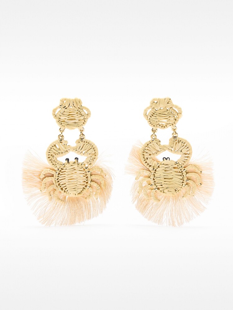 Pendientes De Cangrejo Rafia beige