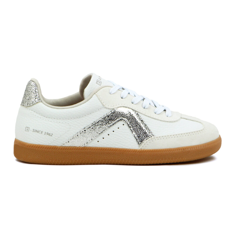 Ramarim Deportivo Con Glitter Suela Baja - Dama Blanco-plata