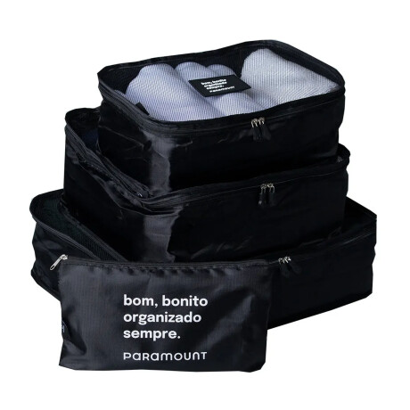 Set X4 Organizadores Paramount de Equipaje Valija Ropa Viaje Negro