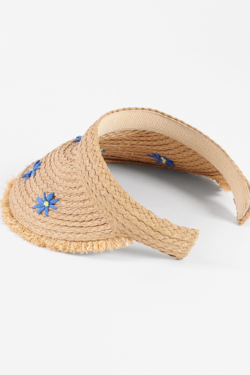 Visera flor bordada beige