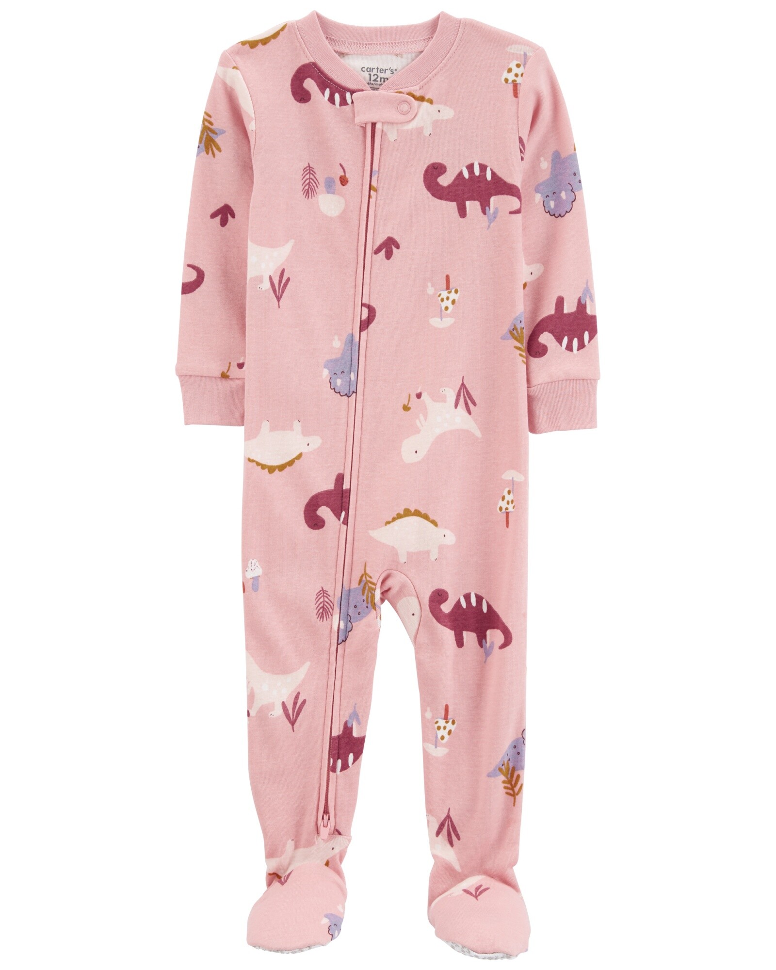 Pijama uno pieza de algodón, con pie, diseño dinos Sin color