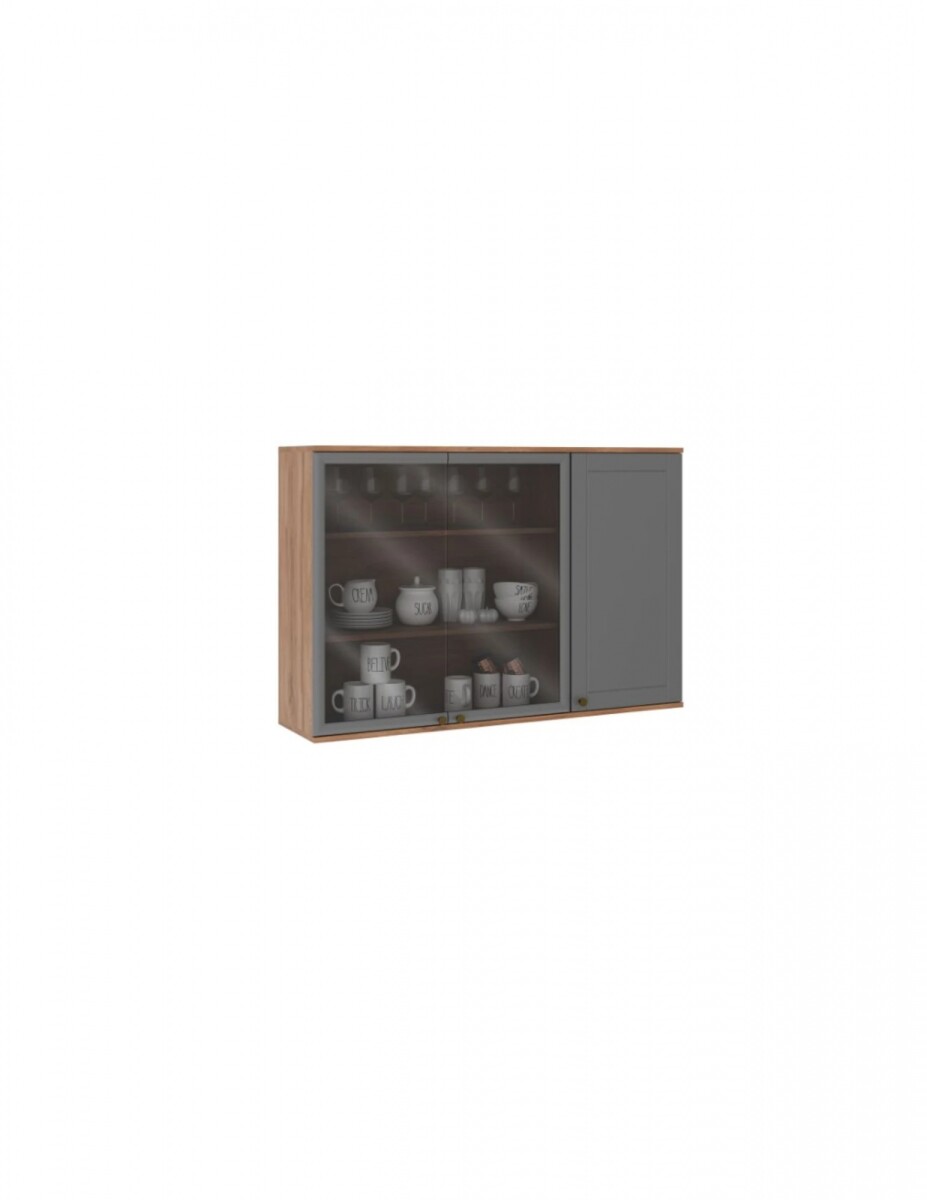 Mueble Aéreo Américana Gris 120cm 2 Puertas Vidrio 1 Puerta 