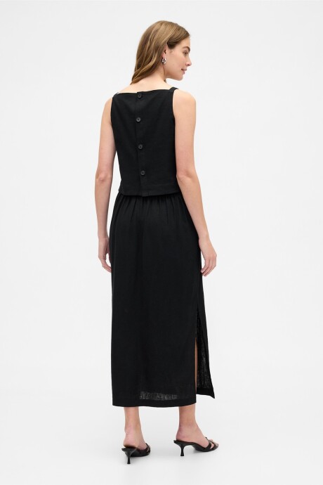 Pollera De Lino Mujer True Black