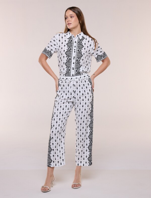 Pantalon Fluído Crop Printed CRUDO/MULTI