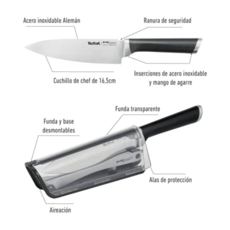 Cuchillo Tefal Eversharp Con Afilador Con Afilador