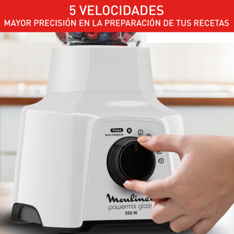 Licuadora con Jarra De Vidrio Moulinex Powermix, 5 Velocidades, color blanco. Licuadora con Jarra De Vidrio Moulinex Powermix, 5 Velocidades, color blanco.