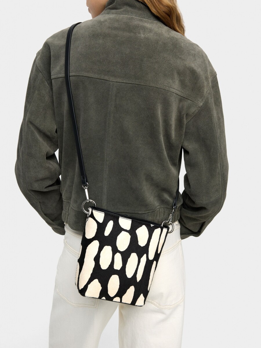 Bolso Bandolera De Piel Estampado Animal negro