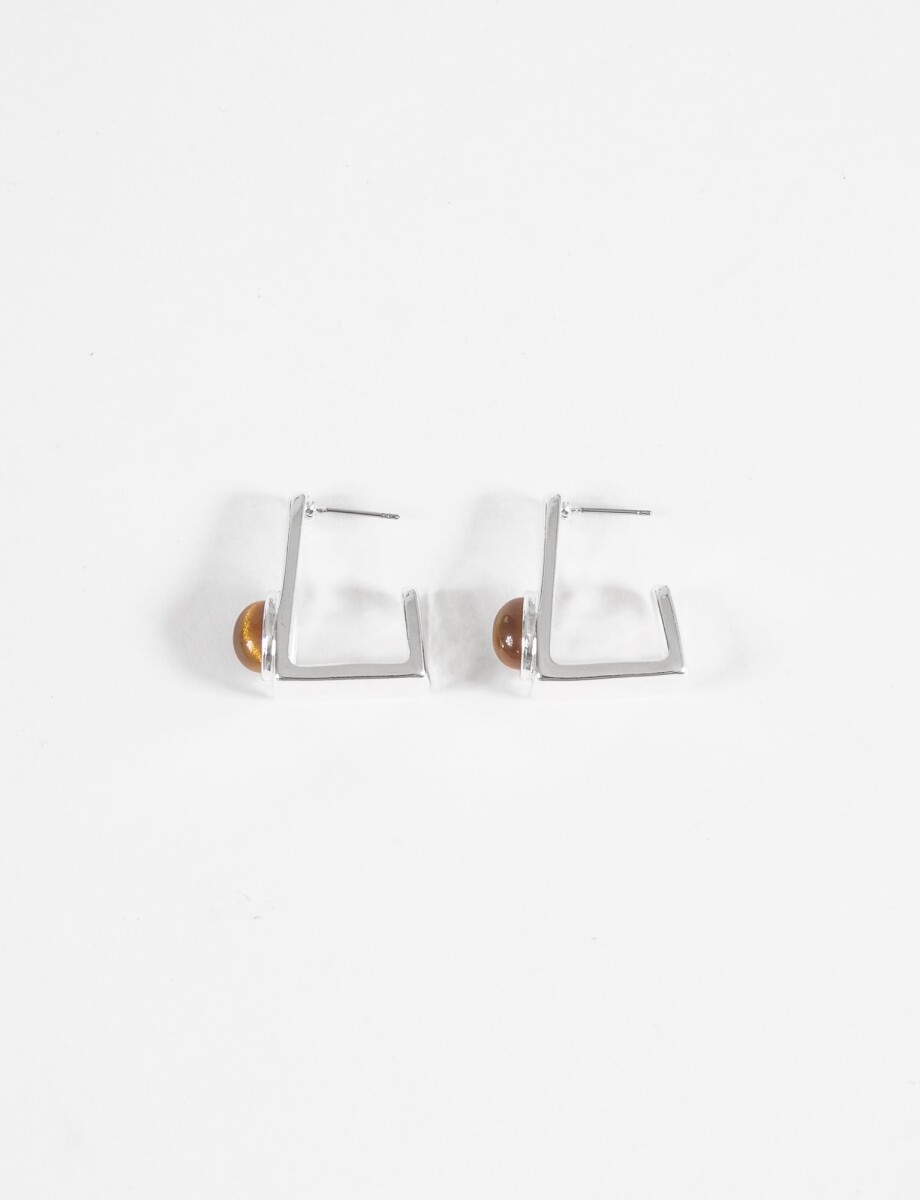 Caravanas geometric piedra - plateado 