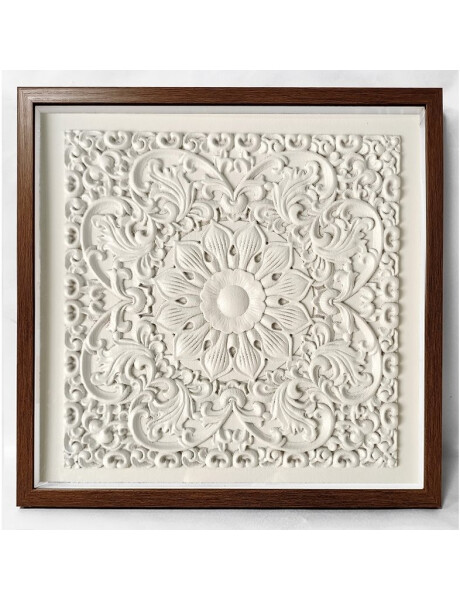 CUADRO CANVAS 50x50cm FLOR RELIEVE BLANCO CUADRO CANVAS 50x50cm FLOR RELIEVE BLANCO