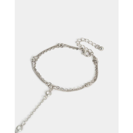 Pulsera Flexible Con Anillo Unido Plateado