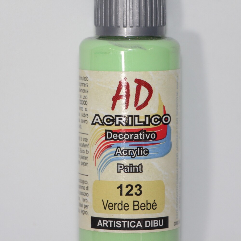 PINTURA ACRILICA ARTISTICA DIBU 60 ML. DIFERENTES COLORES COLOR VERDE BEBE 123