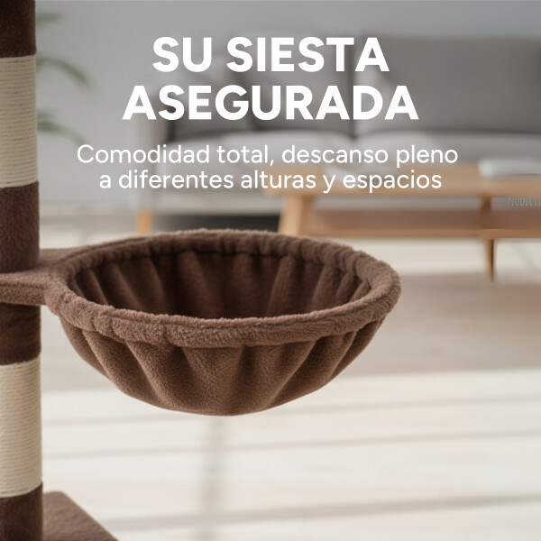 Rascador Torre 5 Niveles En Felpa Y Sisal Para Gato Juego Color Marrón