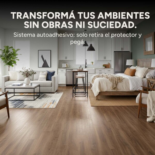 Piso Vinílico Autoadhesivo Piso Flotante Símil Madera x 1m2 Color Marrón