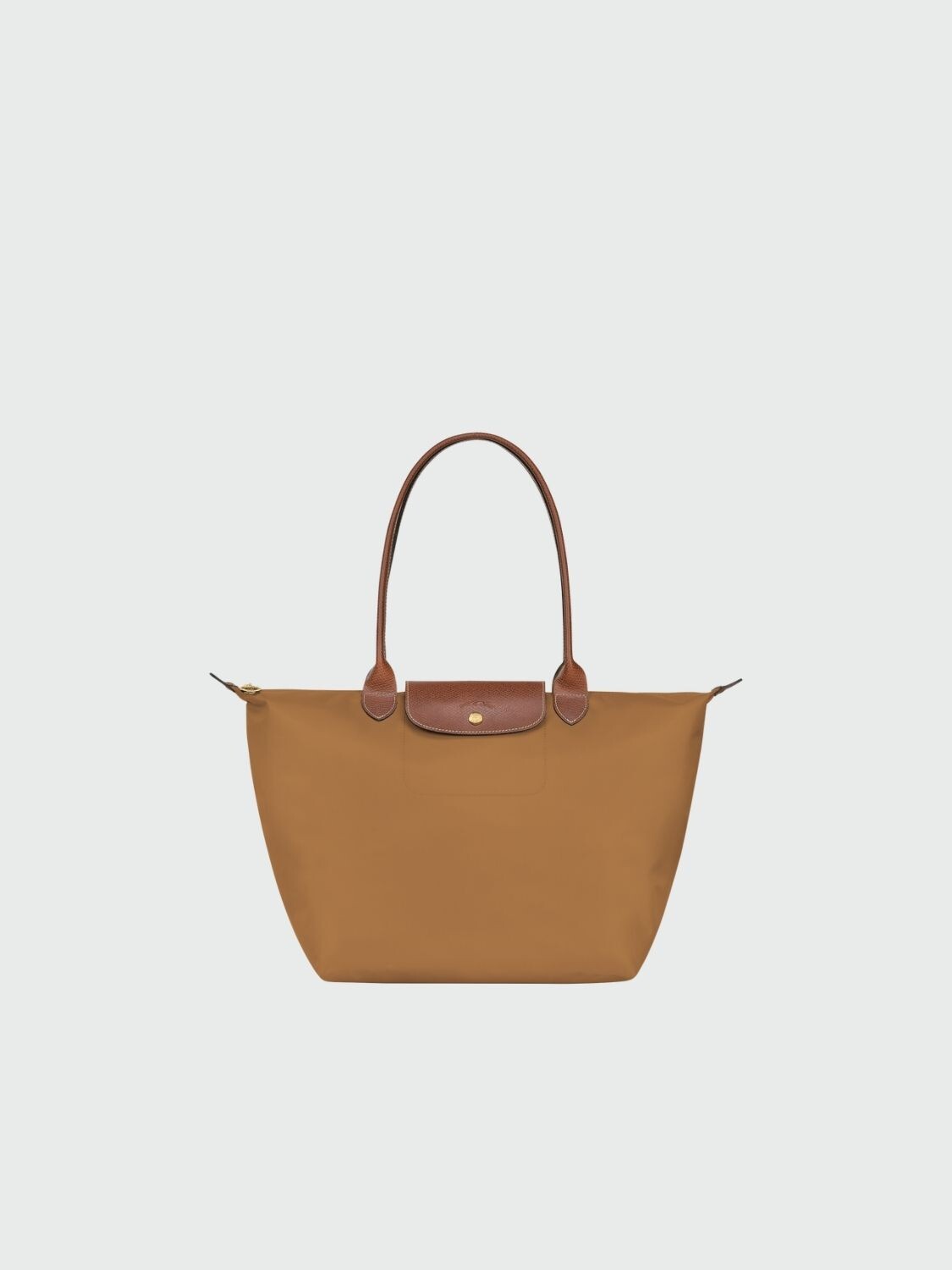 Longchamp -Cartera Longchamp plegable de nylon con cierre y asa larga, Le pliage L Beige