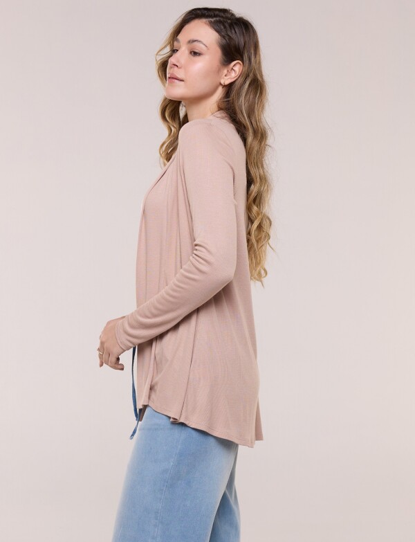 Cardigan De Punto Acanalado BEIGE