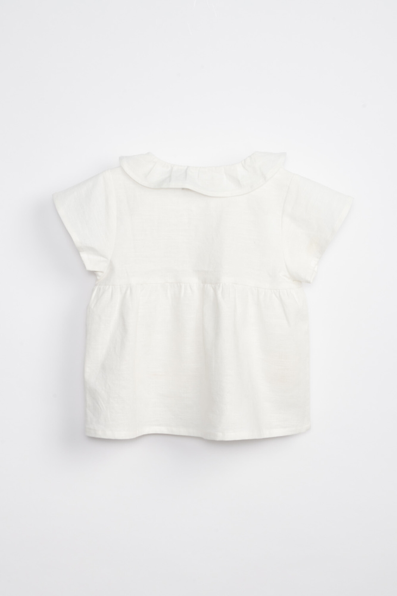 Blusa Manga Corta Cuello Volados Cruda BAS Basic Simple