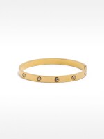 Pulsera Rígida Con Cristales - Acero Inoxidable dorado