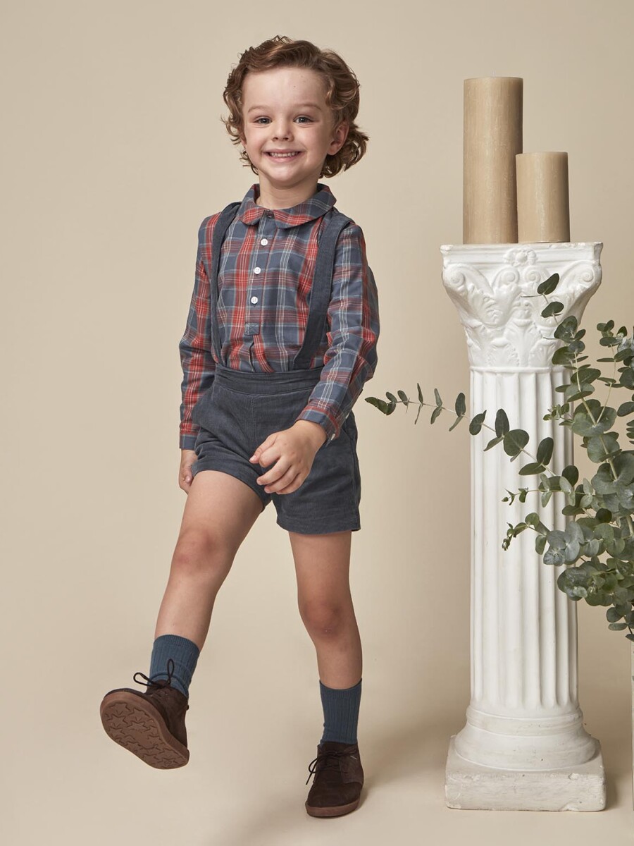 Camisa Cuadro Tartan Azul Pato