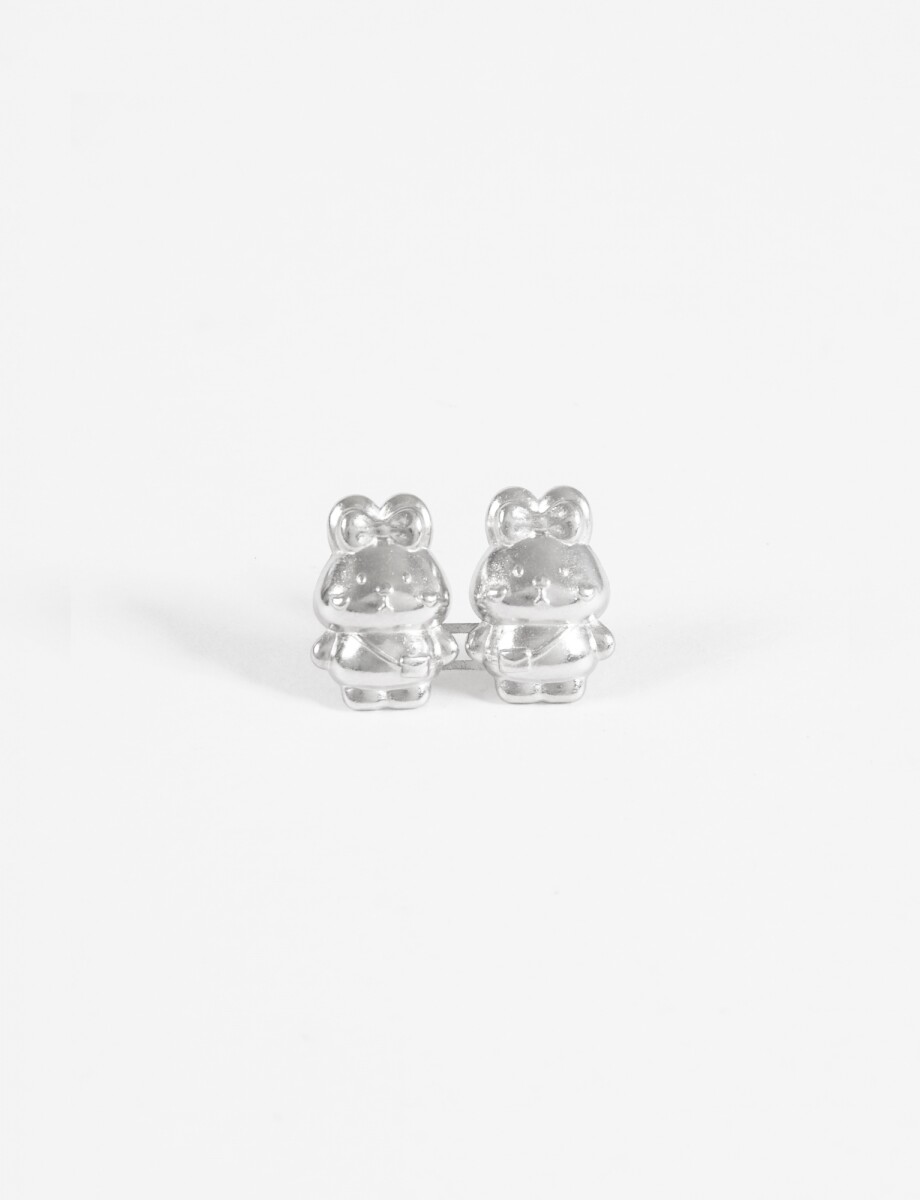 Prendedor doble bunny - plateado 