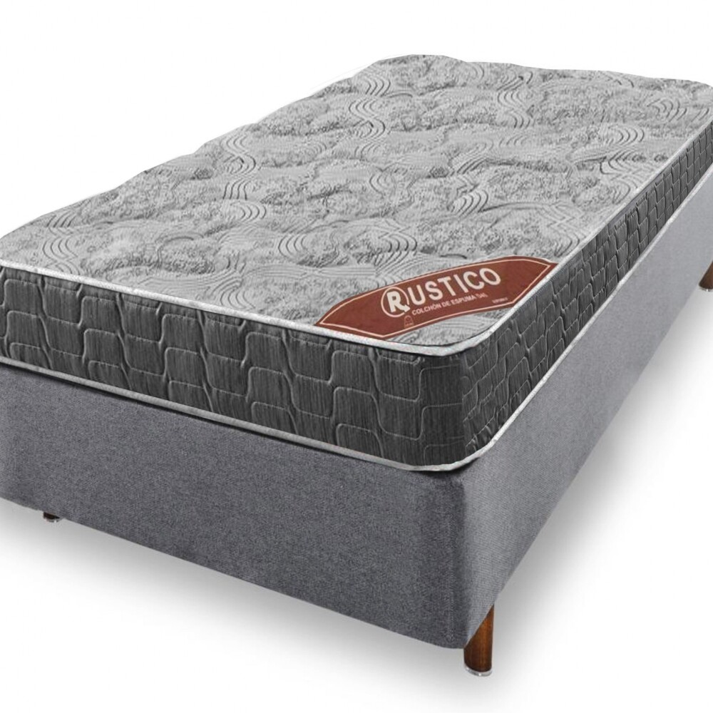 Conjunto Sommier 1 Plaza - Rustico - Espuma D33 Conjunto Sommier 1 Plaza - Rustico - Espuma D33