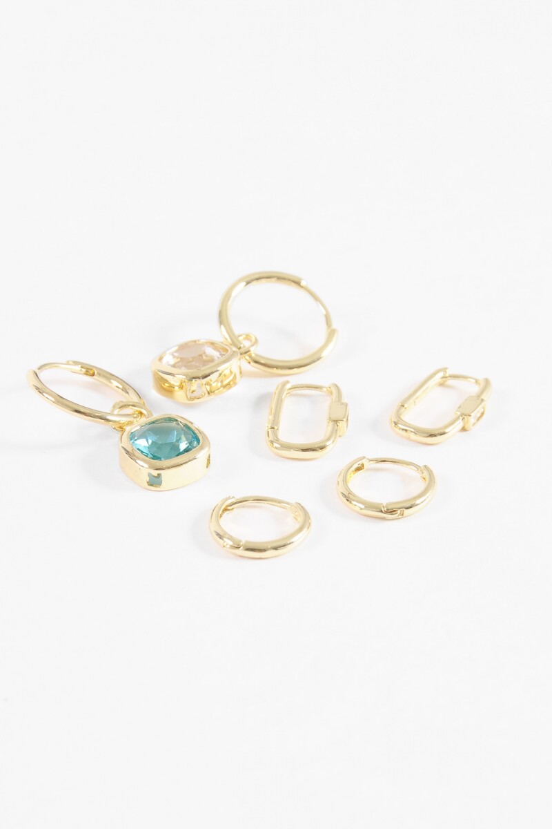 Set aros dije piedra dorado