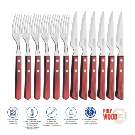 Cubiertos Churrasco 12 Piezas para Asado Polywood Tramontina Cubiertos Churrasco 12 Piezas para Asado Polywood Tramontina