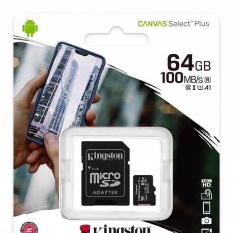 MICRO SD + ADAPTADOR 64GB KINGSTON CLASE 10 CANVAS PLUS Negro