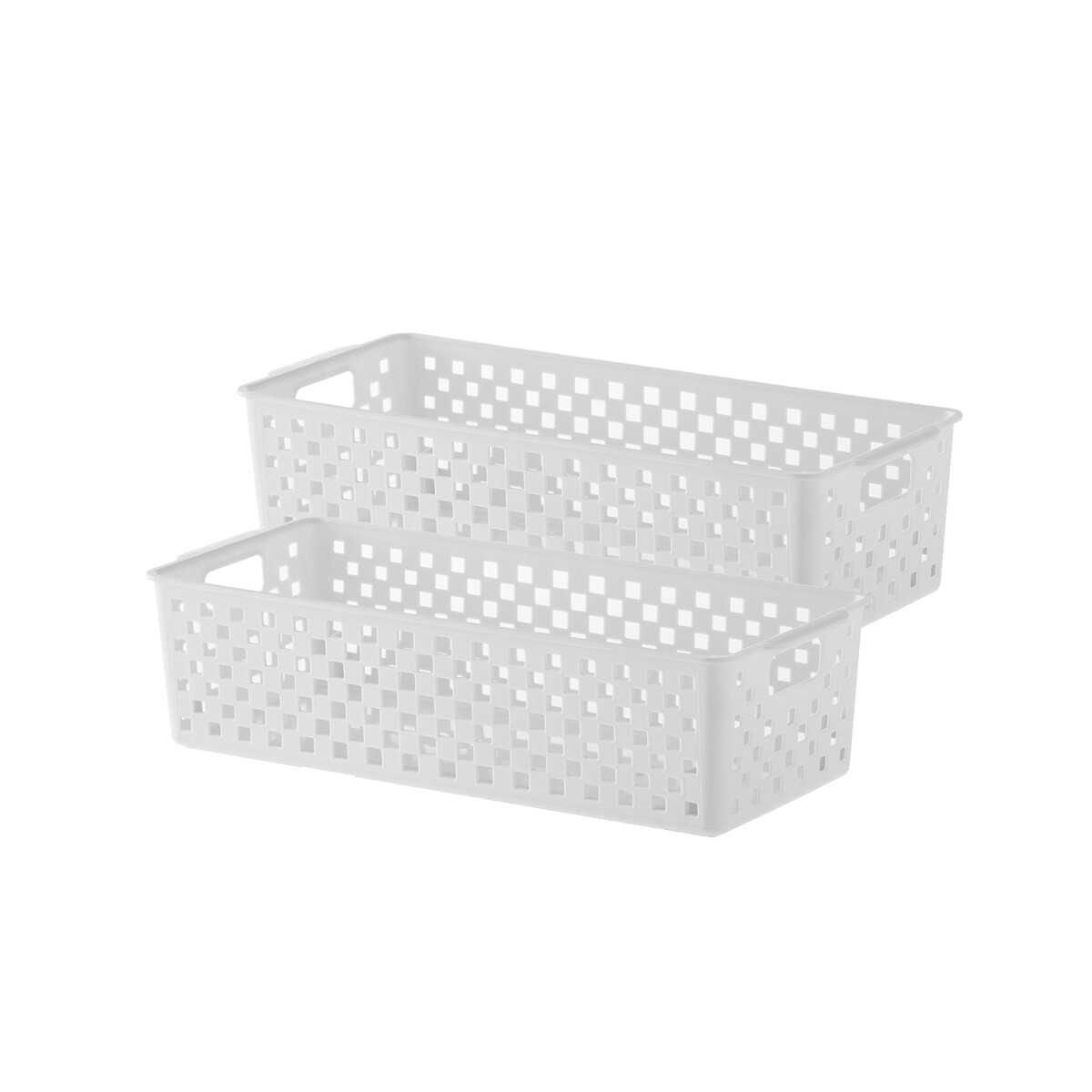 Set x2 Cesto organizador Quadratta calado GS - BLANCO 