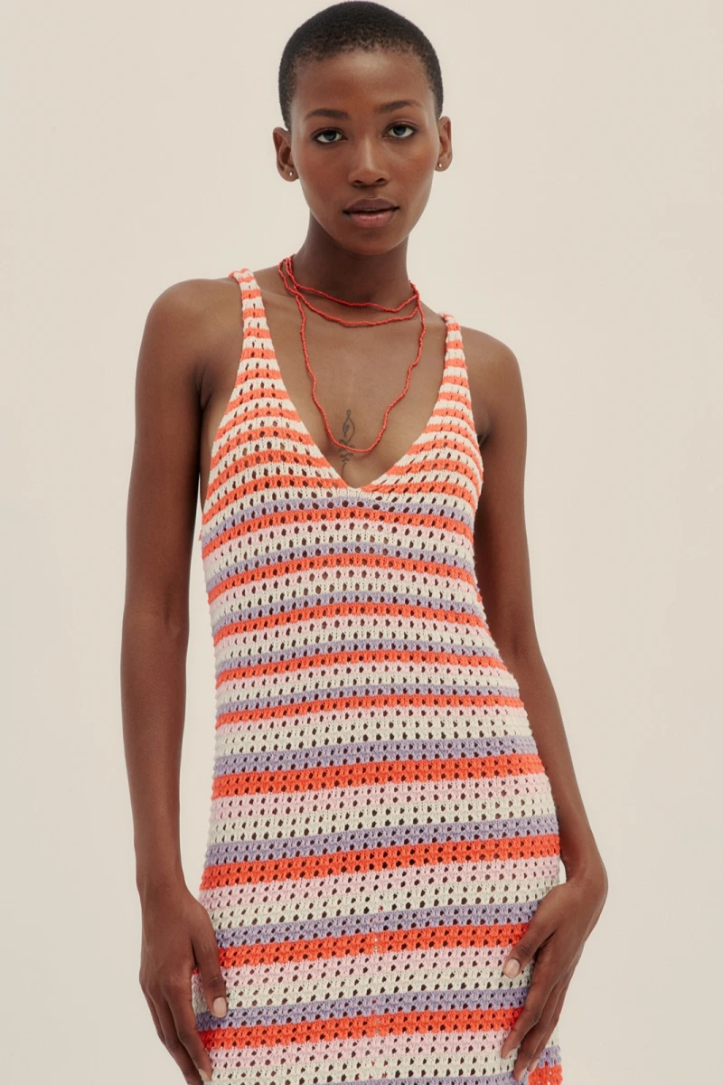 STRIPED KNIT DRESS Cadaques Bubblegum