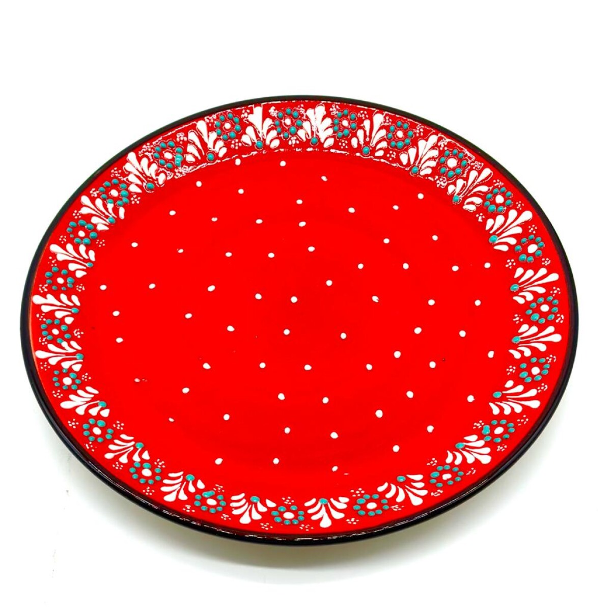 Plato de cerámica pintado 26 cm - Rojo 
