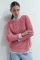 Sweater cinta con ruedo curvo fucsia